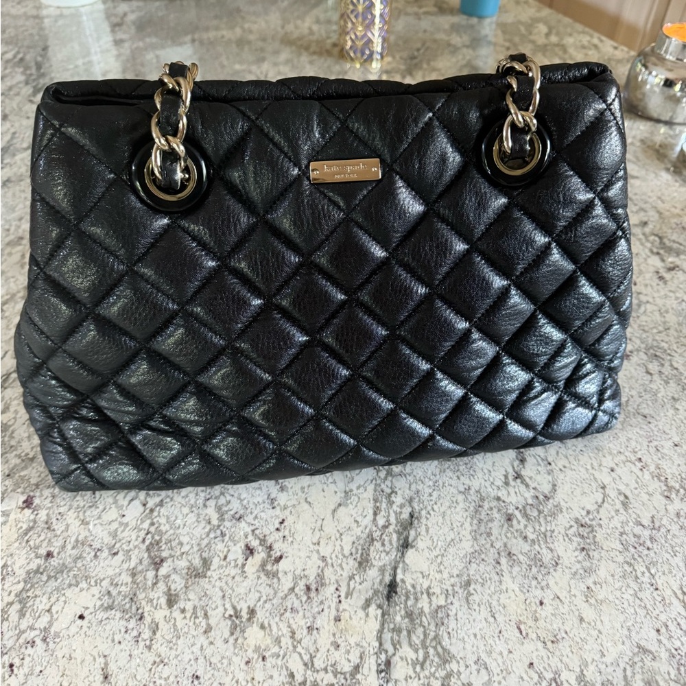 Kate Spade black quilted large purse